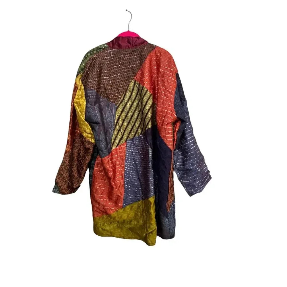 Vintage Sacred Threads Patchwork Kimono Jacket Du… - image 5